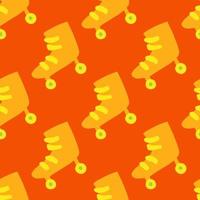 Bright seamless hipster pattern with roller shapes. Yellow doodle elements on orange background. vector