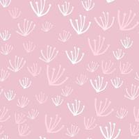lindas flores de diente de león de patrones sin fisuras sobre fondo rosa. papel tapiz orgánico suave. estilo garabato. vector