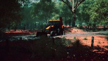 excavator tractor in bush forest video