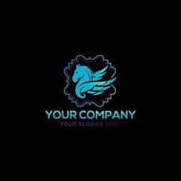 Blue horse pegasus logo vector