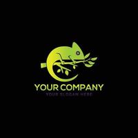 Creative realistic colorful chameleon logo design vector