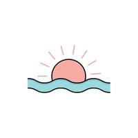 Summer sunset sunrise icon vector