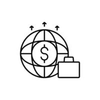 icono global de dólar y bolsa vector
