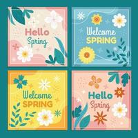 Set of General Spring Elements Floral Social Media Posts vector