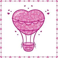 Valentine love flying heart balloon sticker drawing