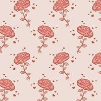 Valentine love roses drawing pattern for gift wrap vector
