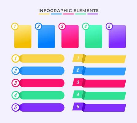 Set of Infographic and Presentation Point List or Bullet Elements for Business Report and Graphics