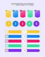 Set of Infographic Elements Kit List Point and Bullet Colorful Gradient Vector for Presentation or Business Report