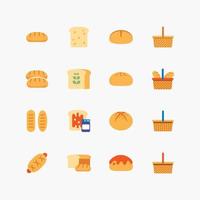 Bundle of bread color flat line icons collection. simple  design vector