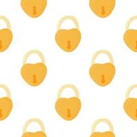 Retro seamless pattern with doodle lock door silhouettes. Stylized old print in love heart yellow shapes on white background. vector
