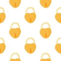 Retro seamless pattern with doodle lock door silhouettes. Stylized old print in love heart yellow shapes on white background. vector