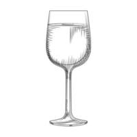 Hand drawn full wine glass sketch. illustration isolated on white background. Engraving style. vector