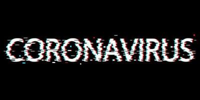 Digital glitch word Coronavirus on black background. Virus concept vector