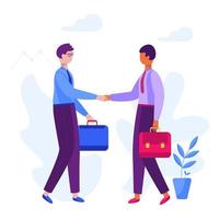 Concept businessman partnership. Men shaking hands illustration vector