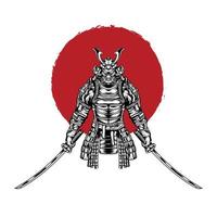 Ilustración de vector de guerrero samurai japonés