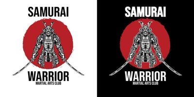 club de artes marciales guerrero samurái japonés vector