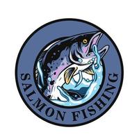 salmon fishing logo concept for you vector