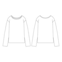 Template women ribbed boat neck sweater vector illustration flat design outline clothing collection