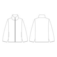 plantilla mujer polar chaqueta con cremallera ilustración vectorial diseño plano esquema ropa colección prendas de vestir exteriores vector