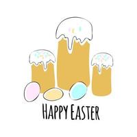 Vector Easter cake and egg Happy Easter greeting card