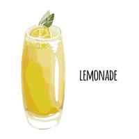 Glass of Lemonade Cocktail Drink yellow color isolated Vector illustration