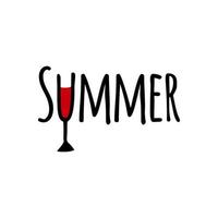 Vector illustration summer party text with wine glass symbol