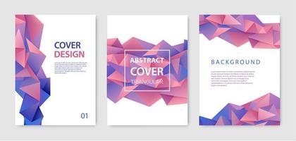 Vector set of modern cover design templates. Geometric facet shapes, abstract geometric flyers, annual reports, pages, posters, booklets.