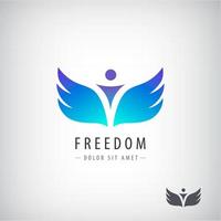Vector freedom logo, concept. Man with wings