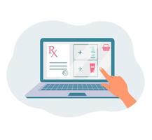 Online ordering of medications according to the doctor form rx. vector