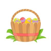 ilustración de una canasta de huevos de pascua de colores vector