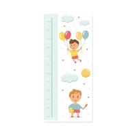 Wall-mounted height rod for children with a ruler in centimeters. vector