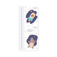 Wall-mounted roster for children with a ruler in centimeters on the theme of space. vector