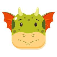 The muzzle dragon in form of square icon. Child avatar. vector