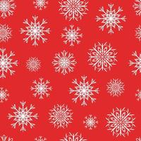 White snowflakes seamless pattern on red background. vector