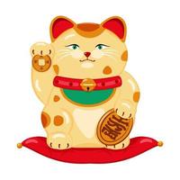 Japanese cat of good luck, symbol of wealth, well-being in cartoon style isolated on white. vector