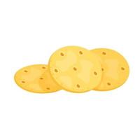 Baking a round cracker, several pieces, vector illustration