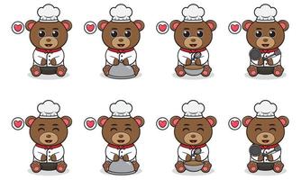 cute Sitting Bear Chef cartoon vector