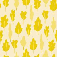 Fall seamless pattern with yellow tree silhouettes. Light pastel background. Simple floral backdrop. vector