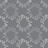 Minimalistic seamless geometric pattern with sun simple shapes. White contoured stars on grey background. vector