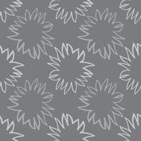 Minimalistic seamless geometric pattern with sun simple shapes. White contoured stars on grey background. vector