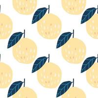 Ripe yellow apples seamless pattern. Botanical print. Modern design vector