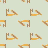 Pastel tones seamless pattern with scope ornament. Biotechnology print in orange colors on grey background. vector