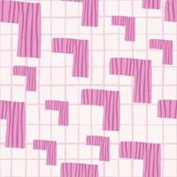 Semaless pattern with pink lined corners. White background with lilac lines. Abstract colorful texture for textile vector