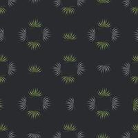 Geometric style seamless pattern with grey and green tropic leaves shapes. Plants doodle illustration. vector