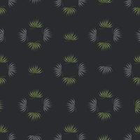 Geometric style seamless pattern with grey and green tropic leaves shapes. Plants doodle illustration. vector