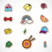 conjunto vectorial de pegatinas, insignias. iconos de comida, artículos vector