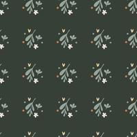 Simple small flowers and leaf seamless pattern. Floral endless ornament. Botanical backdrop. vector