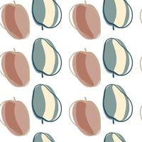 Doodle seamless pattern with minimalistic style abstract peach elements. Isolated fruit organic ornament. vector