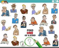 one of a kind game with funny cartoon men characters vector