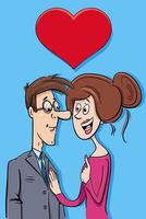 valentine card with cartoon couple in love vector